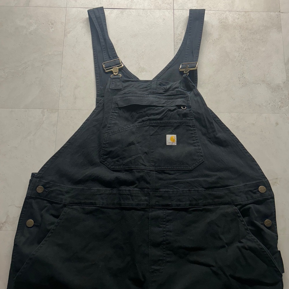 Carhartt Bib Overalls Black Women XL Loose Fit OR6001-W Workwear Canvas Utility